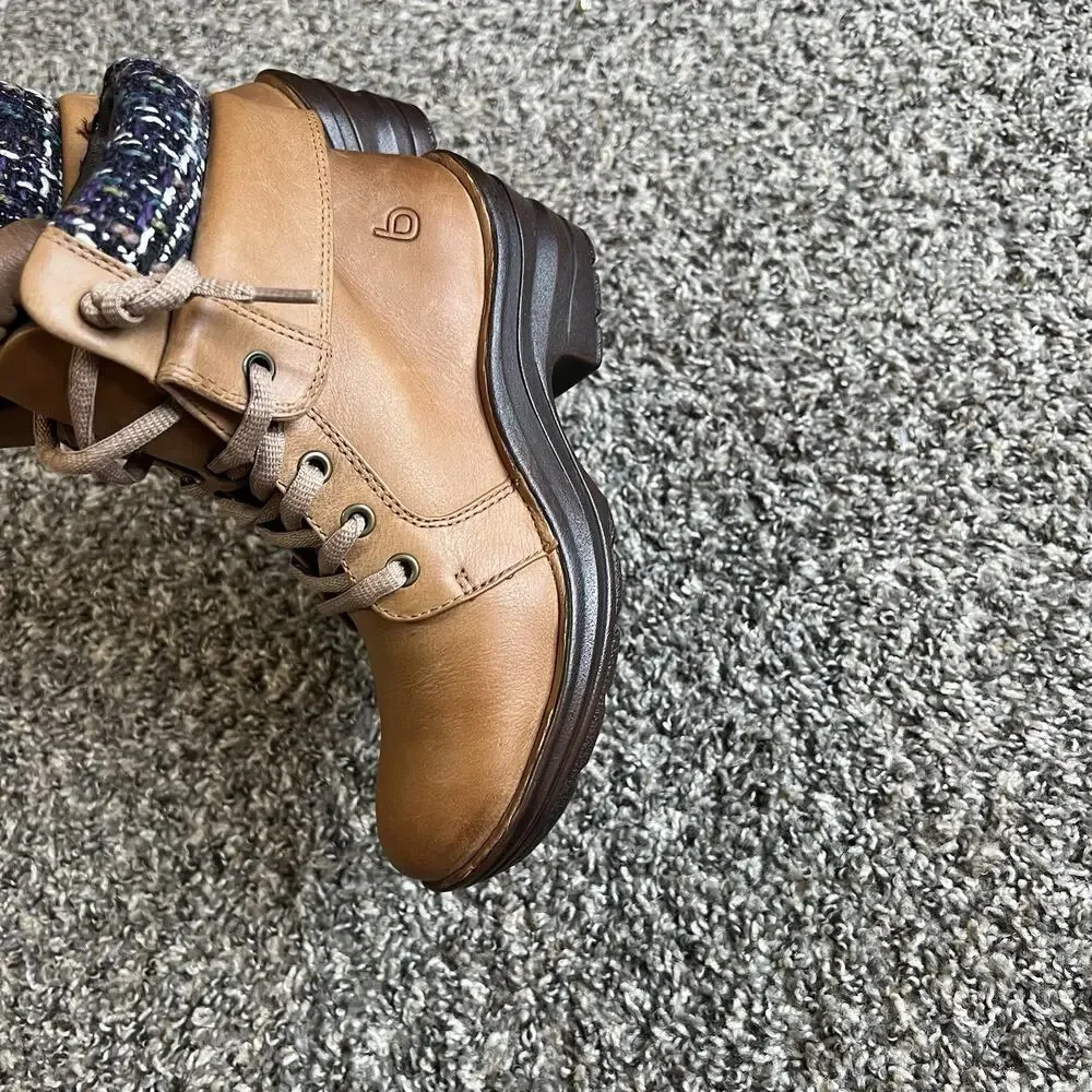 Bionica Boots Womens 6 M Romulus Lace Up Foldover Ankle Camel Brown Leather